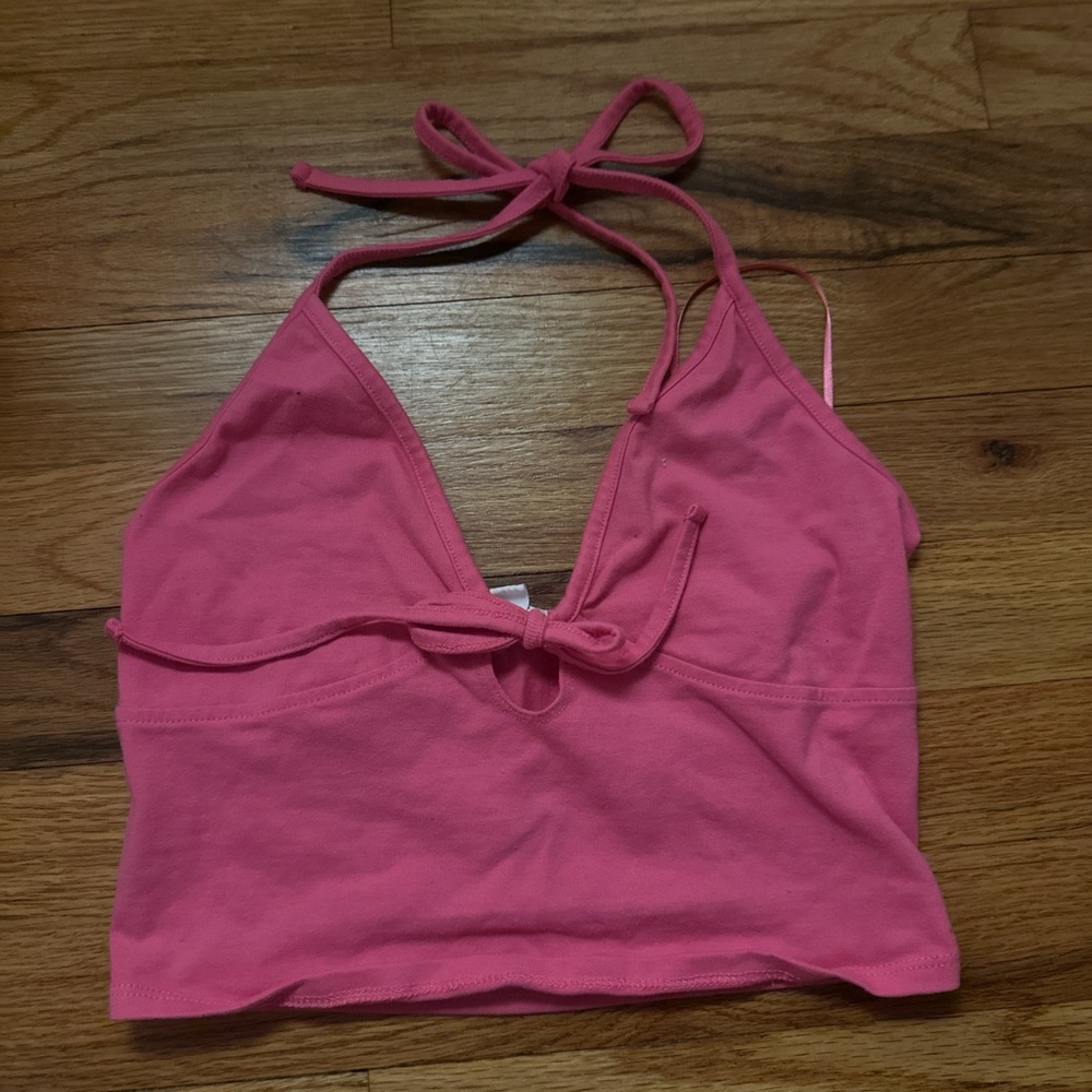 Garage Pink Halter Crop Top